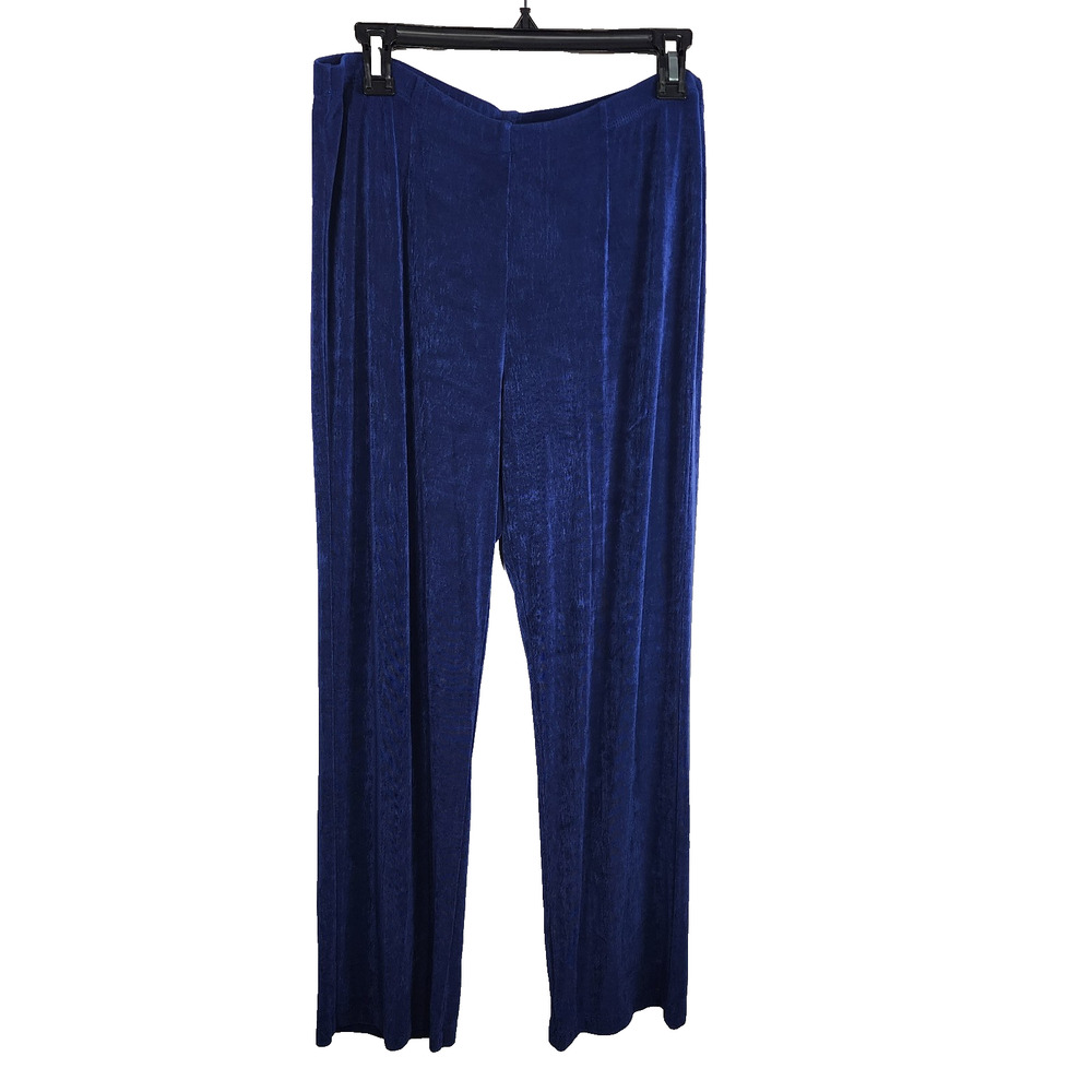 Chico's Womens Petite Travelers No Tummy Pants Size LP Medieval Blue Slinky Pack